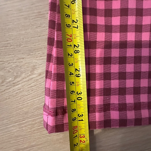 NWT Plaid Pink Gingham Stretchy Flare Low Rise Women's 👖 Pants 💖💫 Medium - Picture 11 of 15